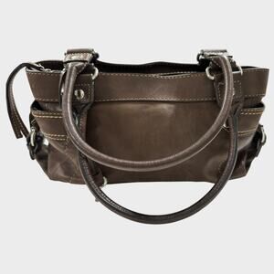 FOSSIL Castille Satchel Espresso Leather Handbag Side Pockets